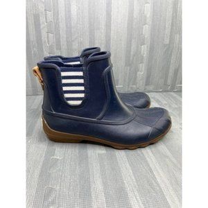 Sperry Syren Cove Ankle Rain Boots Blue Women Size 8
